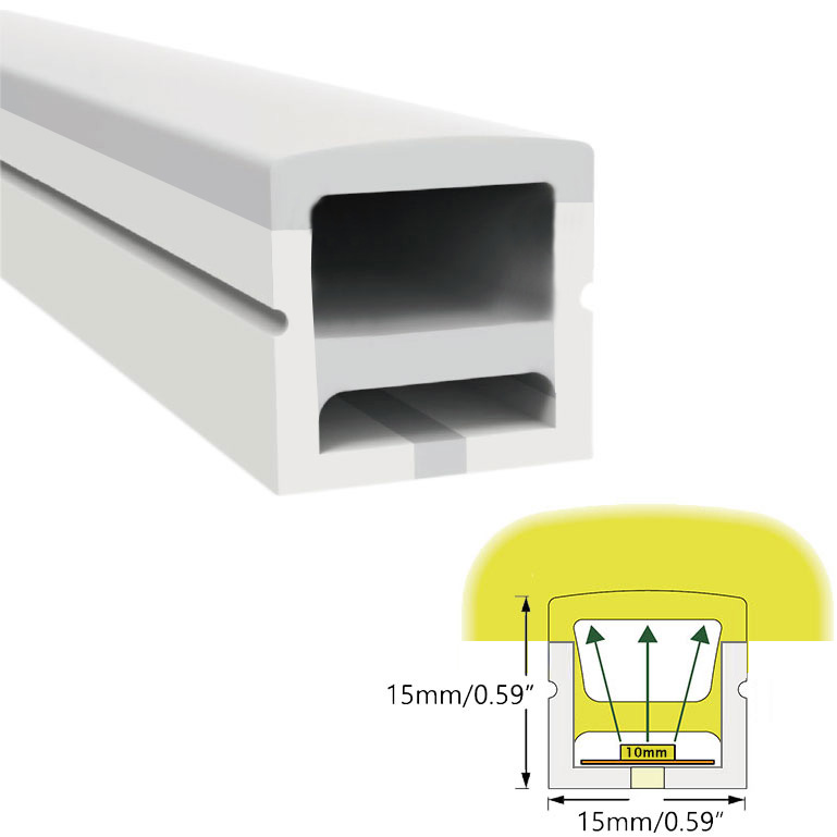 15*15mm Three-Sided Emitting Silicone LED Strip Diffuser For 10mm Tape Lights